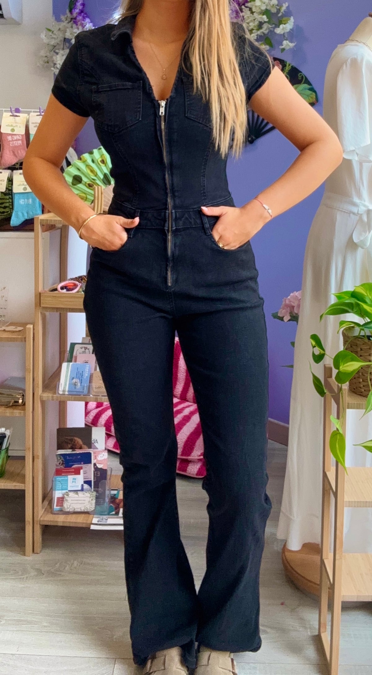 Combinaison en denim BERSHKA L noir