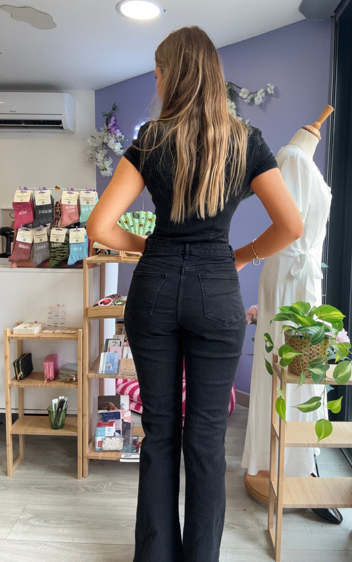 Combinaison en denim BERSHKA L noir