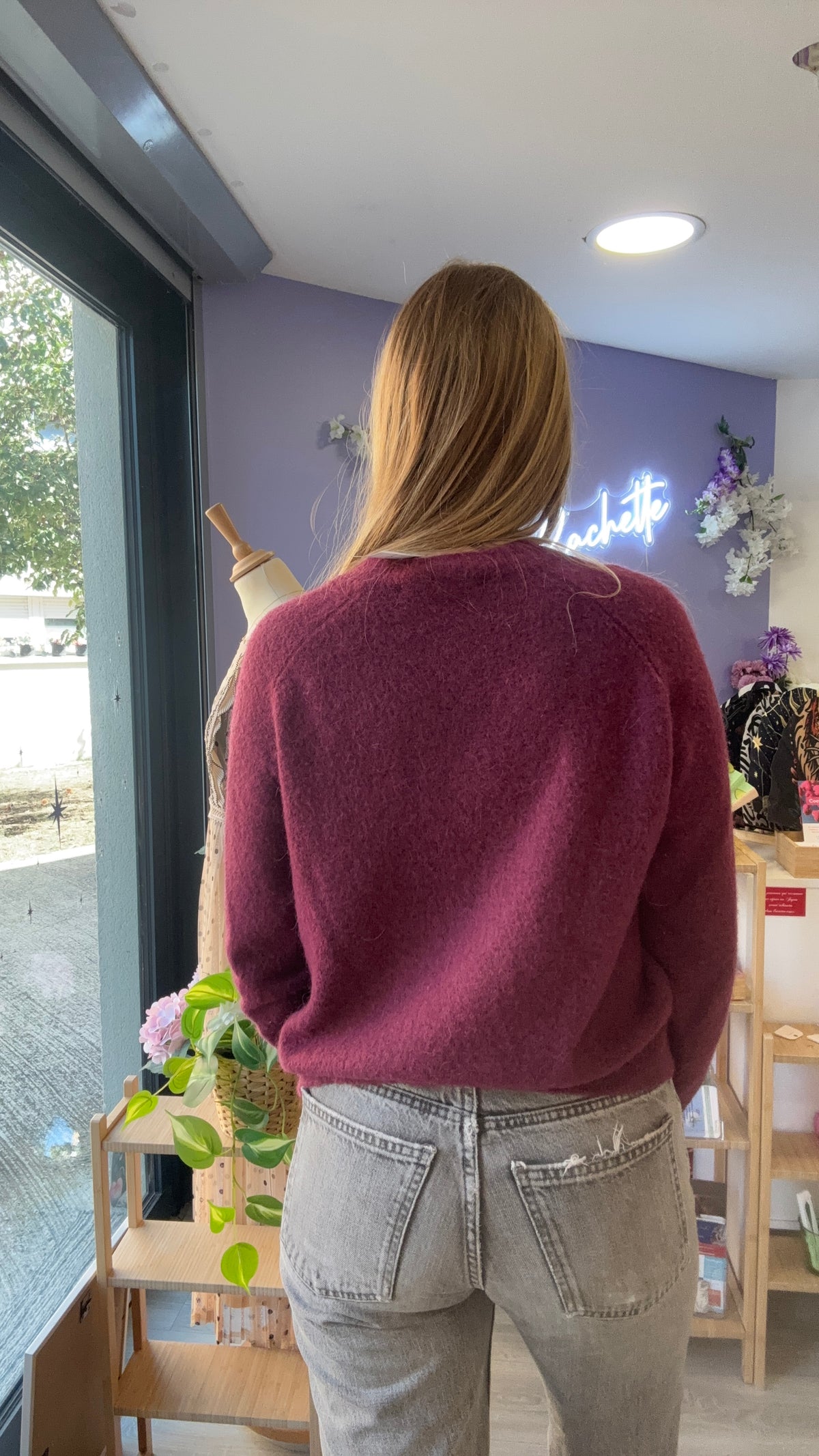 Pull en laine ZARA M bordeaux