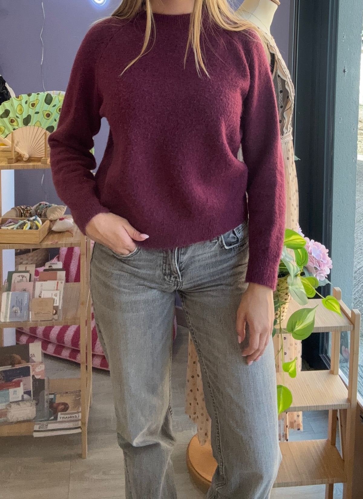 Pull en laine ZARA M bordeaux