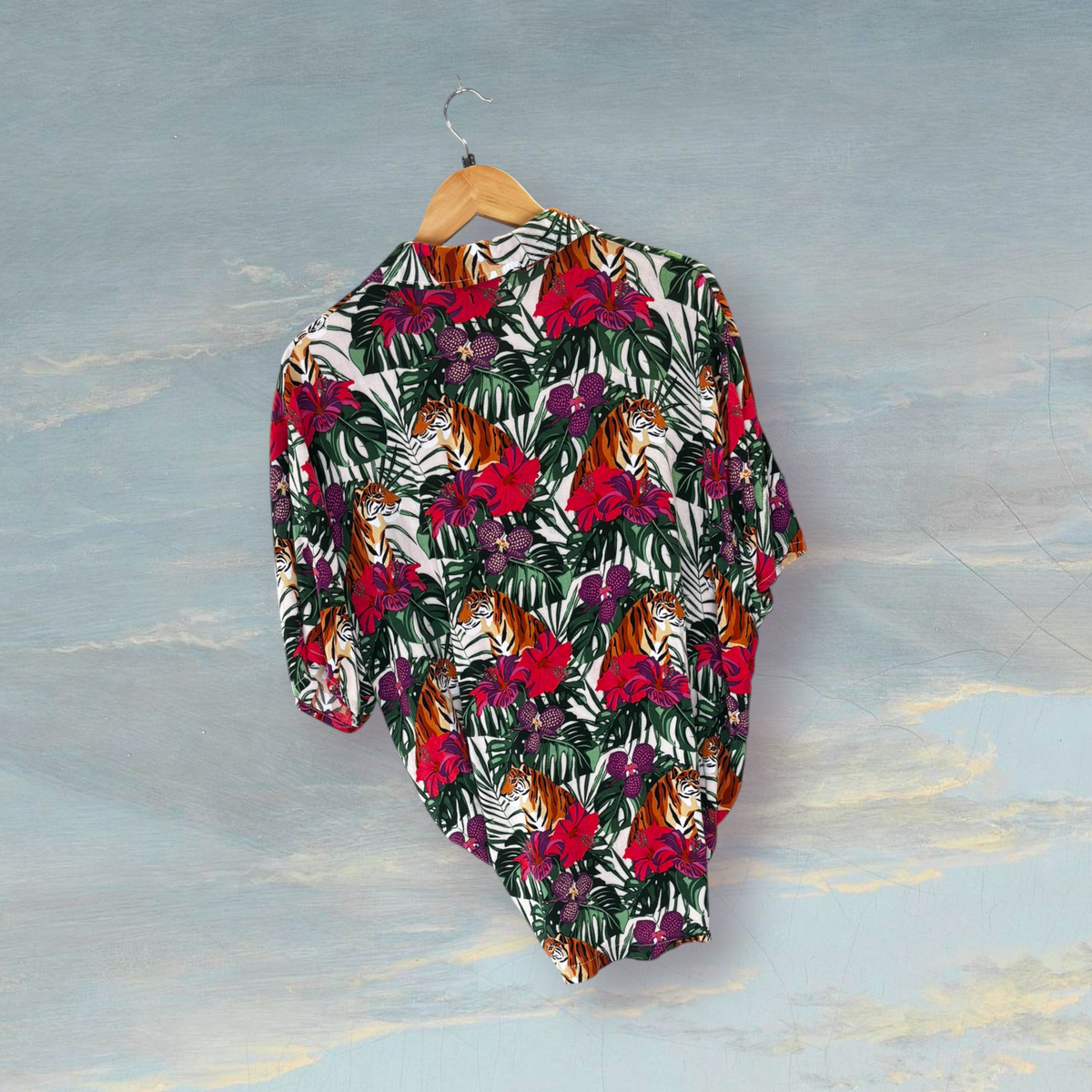 Chemise nouée imprimée animal NAZARE XL vert / rose