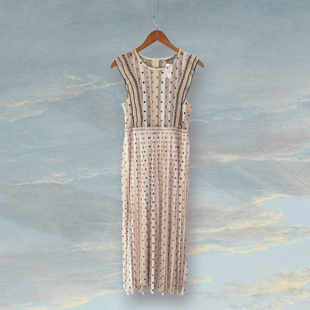 Robe à pois ZARA L beige / noir