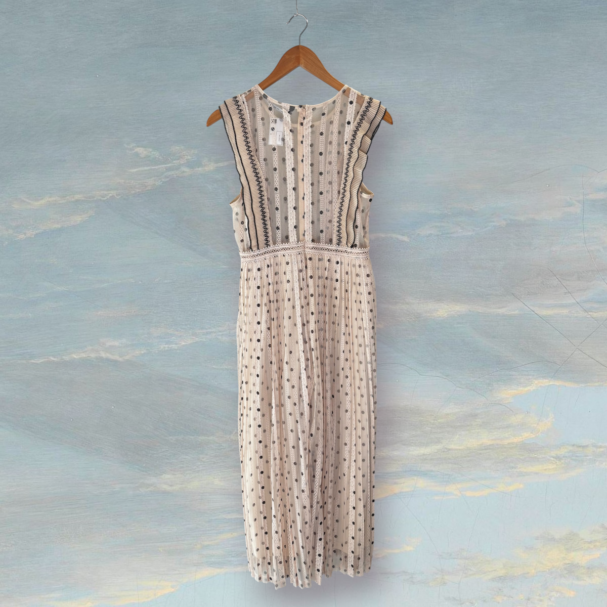 Robe à pois ZARA L beige / noir