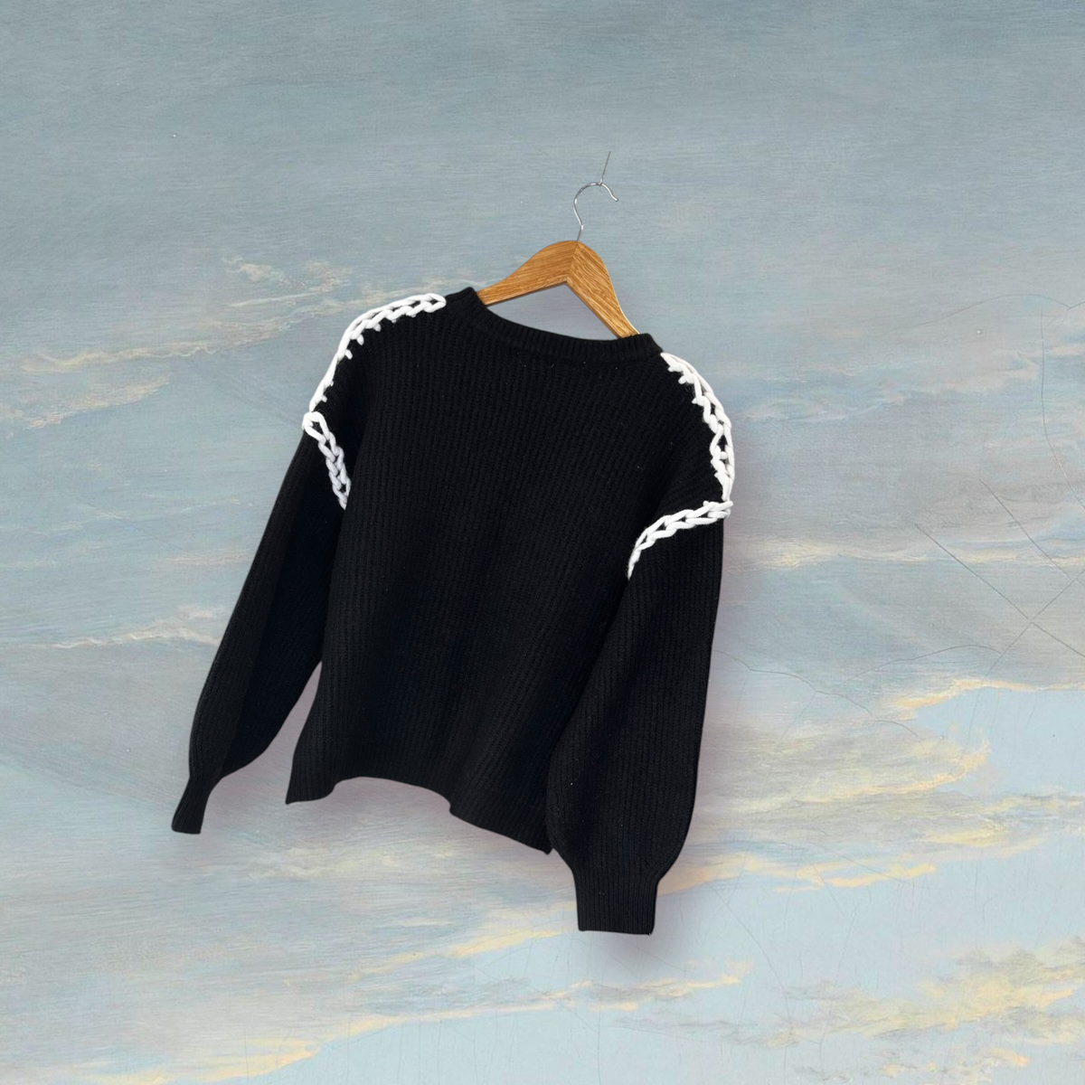 Pull en laine MOËWY TU noir / blanc
