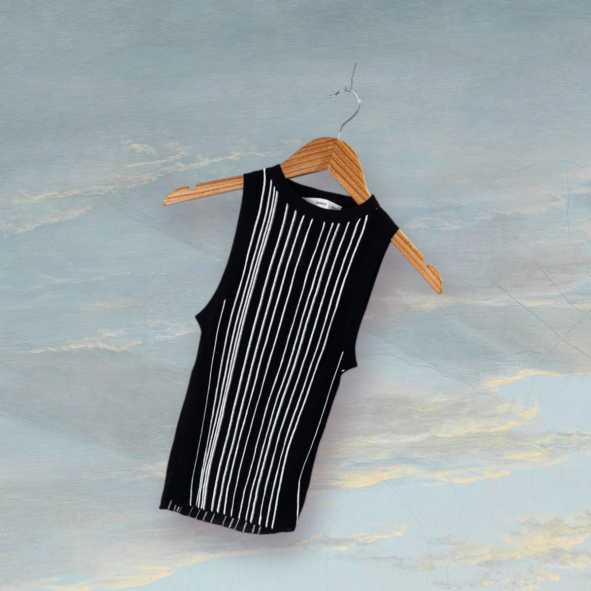 Pull ss manches MANGO S noir / blanc