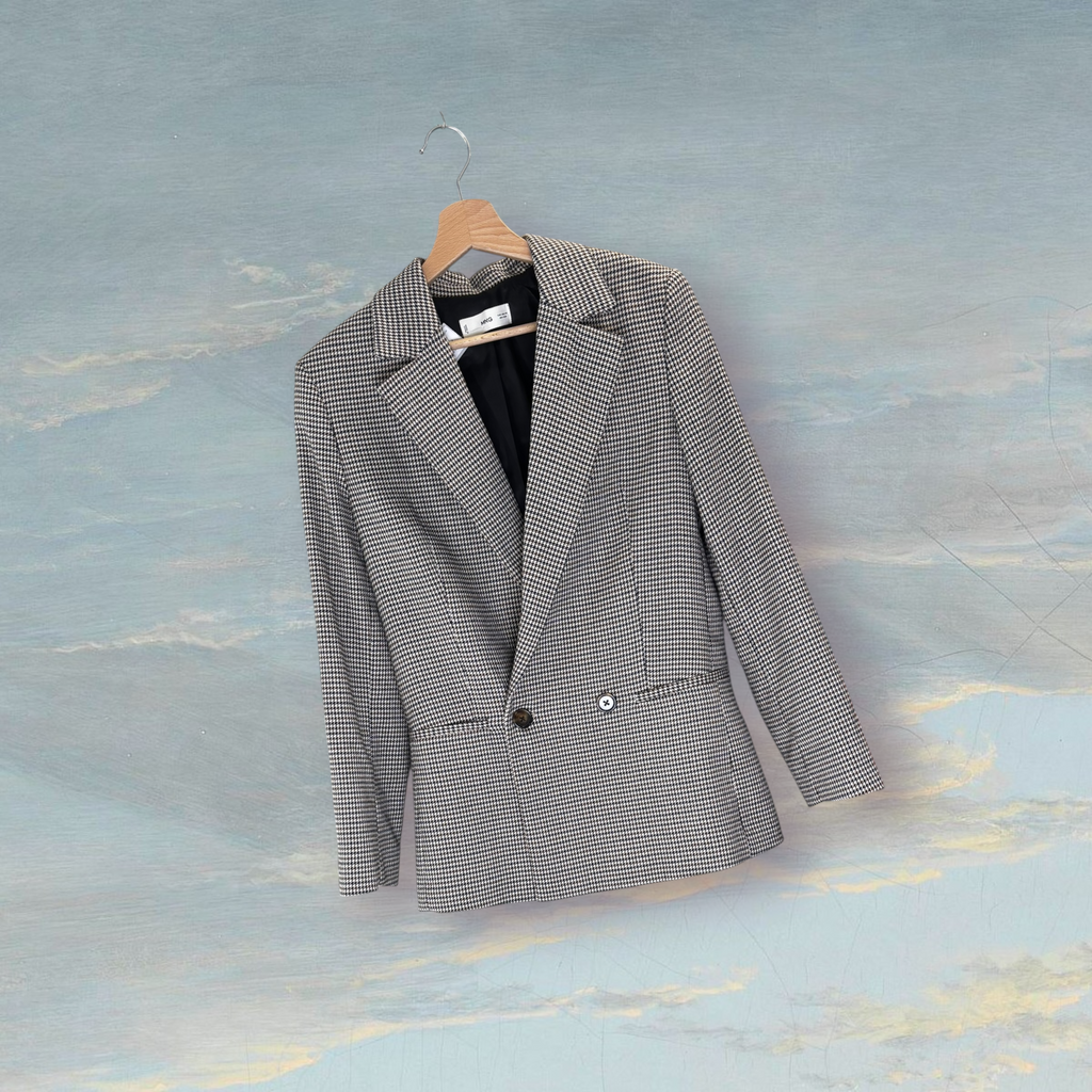 Blazer pied-de-poule MNG XS beige / noir / marron