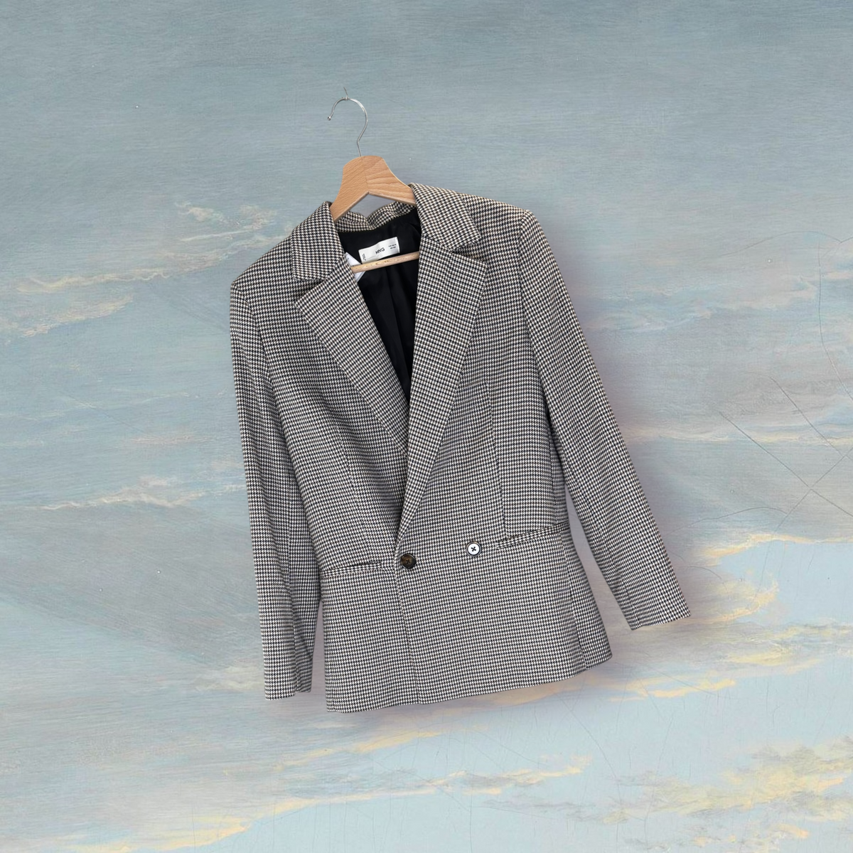 Blazer pied-de-poule MNG XS beige / noir / marron