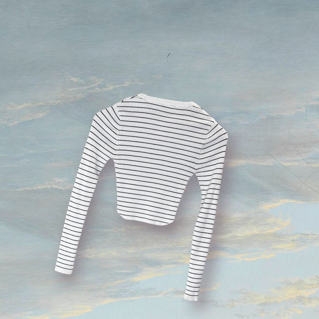 Pull à rayures PULL & BEAR M blanc / noir