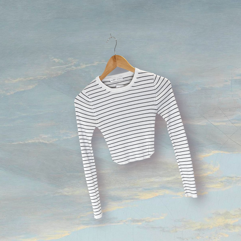 Pull à rayures PULL & BEAR M blanc / noir