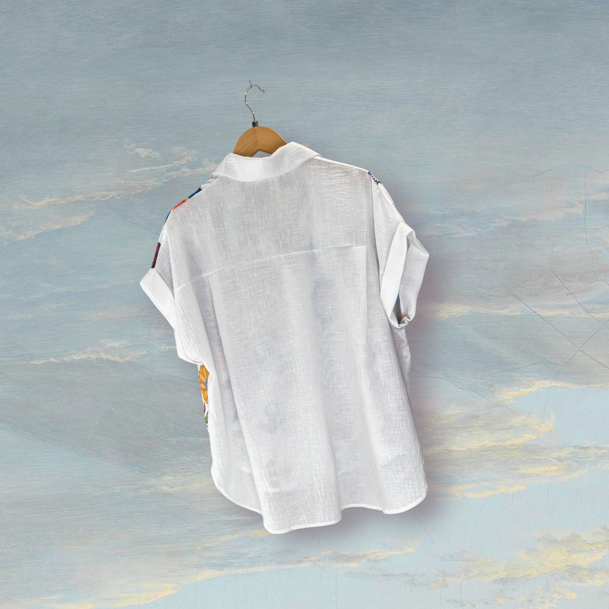 Chemise à fleurs multico XL blanc